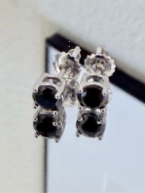 Sterling Silver 925 Black Rhodium Classic Round Stud Earrings SEE VIDEO!